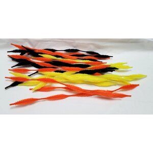 Lot of 24 Fuzzy Bumpy Chenille 12" Stems Black Orange Yellow for Arts & Crafts
